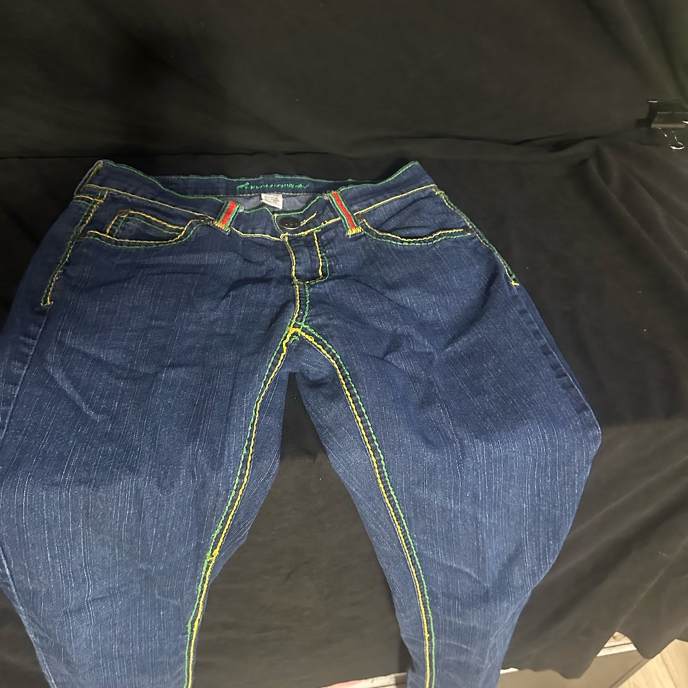 Stylish Blue Jeans with Contrast Stitching-evolution girl-size 9/10-#340